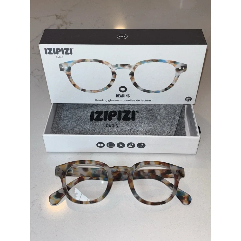 Izipizi Blue Tortoise Reading Glasses #C 1.5 NWOT